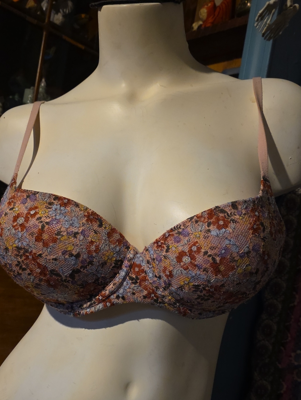 No Boundaries Pink Multi Floral Lace Underwire Bra
